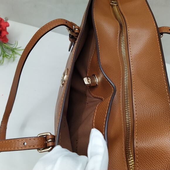 Coach Brown Pebbled Leather Turnlock Double Handles Large Tote Shoulder Bag - Picture 15 of 16